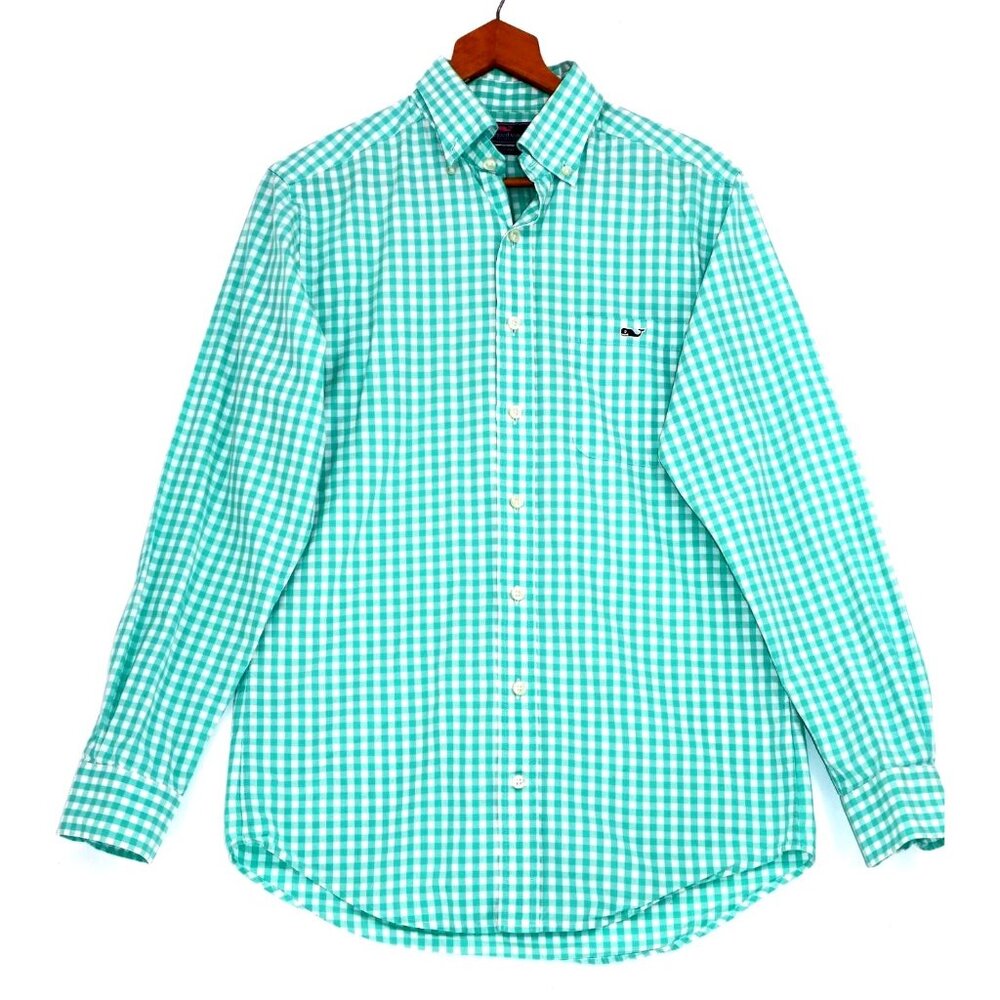 Vineyard Vines Mens Slim Fit Tucker Shirt S Green Gingham Preppy Old Money